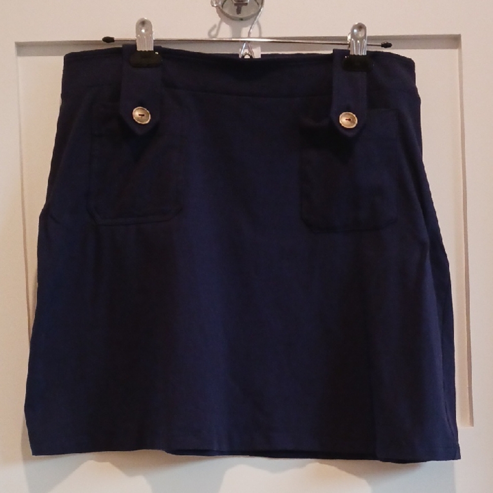 Blue and Gold Mini Skirt for Work